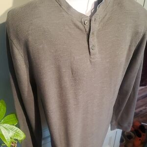 Olive Long Sleeve Thermal Henley Shirt